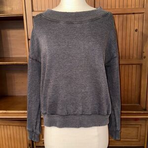 Aerie Distressed Cropped Sweatshirt, Size Medium